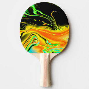 Alien Planet Marbled Green Orange Black Ping Pong Paddle