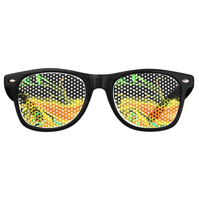 Alien Planet Marbled Green Orange Black Retro Sunglasses (Front)