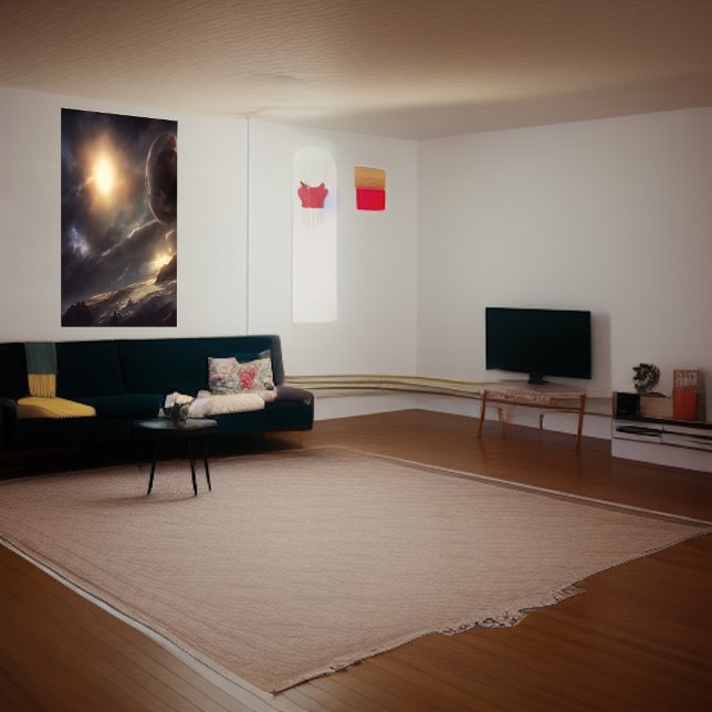 Alien planet, moon and sun in the sky | AI Art  Poster (Creator Uploaded)