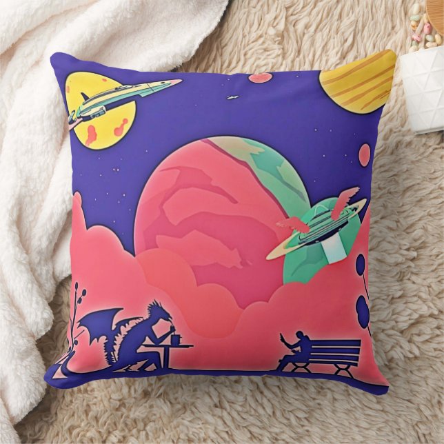 Alien Planet Retro Sci-Fi Cushion (Blanket)