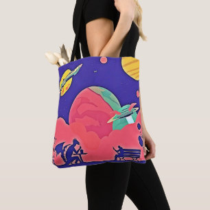 Alien Planet Retro Sci-Fi Tote Bag
