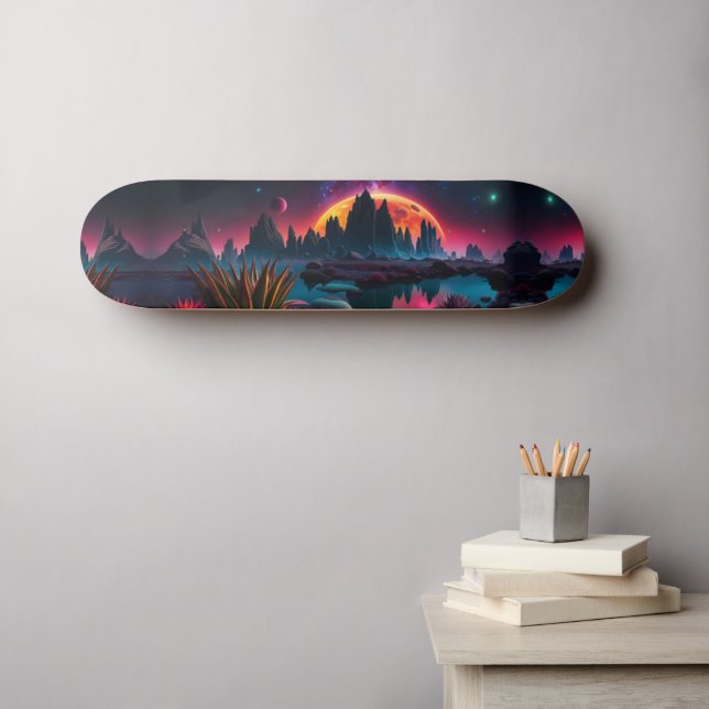  Alien planet Setting Moon Skateboard (Wall Art (Horz))