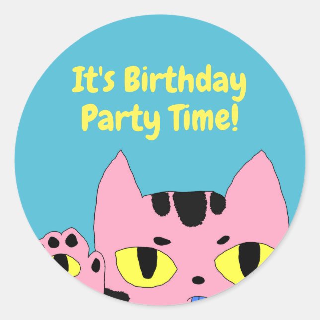 Alien Pocket Cat Classic Round Sticker (Front)