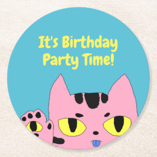 Alien Pocket Cat Round Paper Coaster