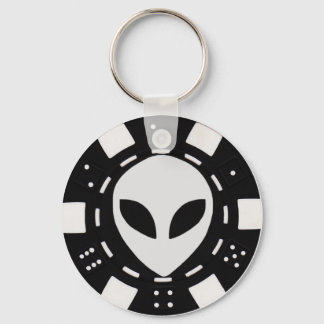 alien poker chip black key ring