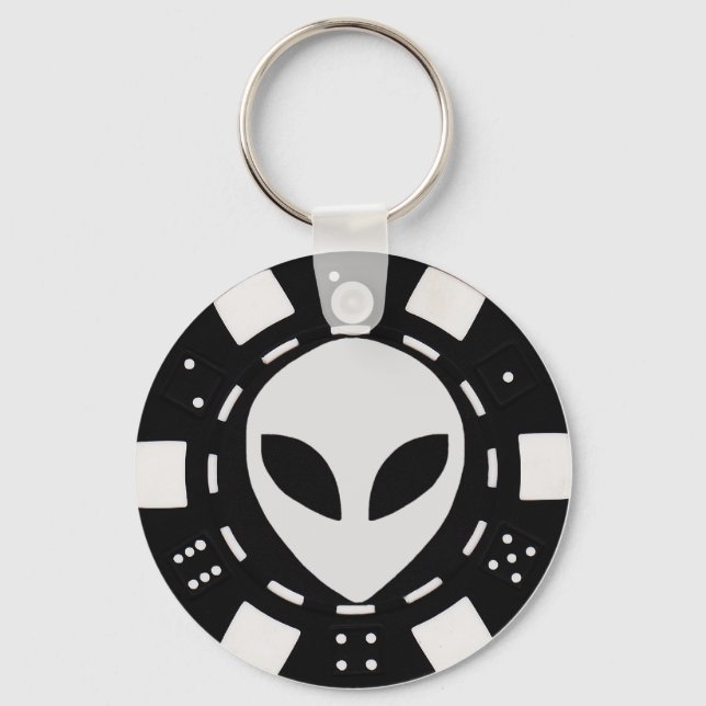 alien poker chip black key ring (Front)