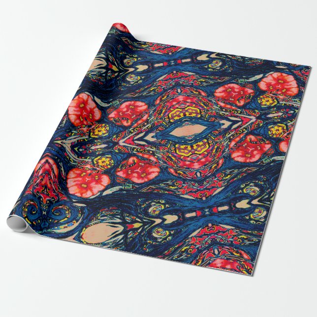 Alien Poppy Pattern Wrapping Paper (Unrolled)