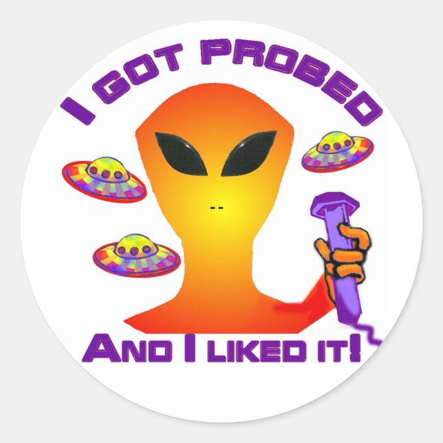 Alien Probe Classic Round Sticker (Front)