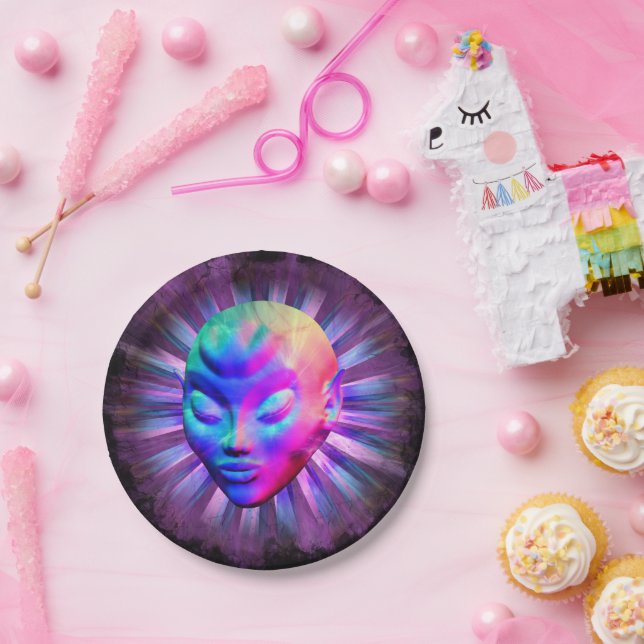 Alien Psychedelic Meditation Paper Plate (Party)
