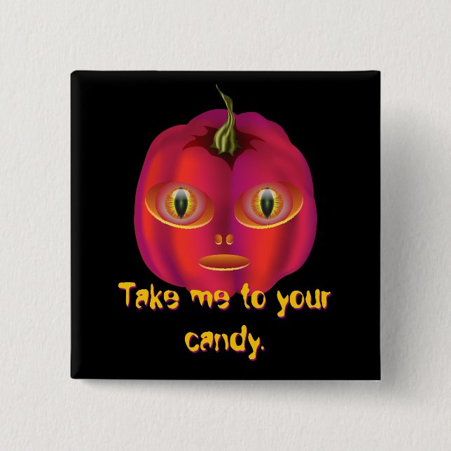 Alien Pumpkin Halloween 15 Cm Square Badge (Front)