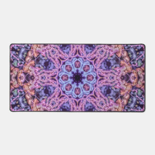 Alien Purple Psychedelic Kaleidoscopic Mandala Desk Mat