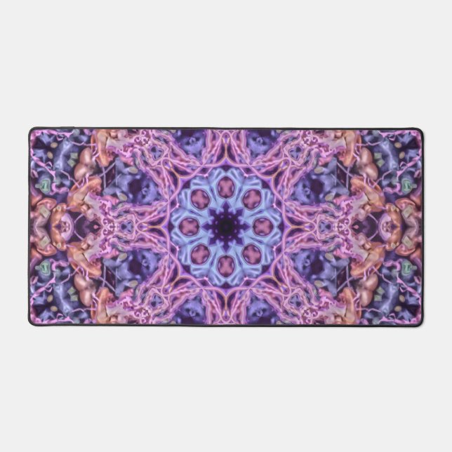 Alien Purple Psychedelic Kaleidoscopic Mandala Desk Mat (Front)