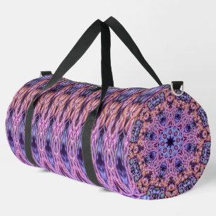 Alien Purple Psychedelic Kaleidoscopic Mandala Duffle Bag