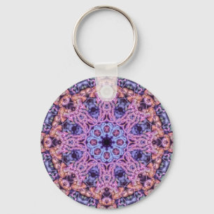 Alien Purple Psychedelic Kaleidoscopic Mandala Key Ring