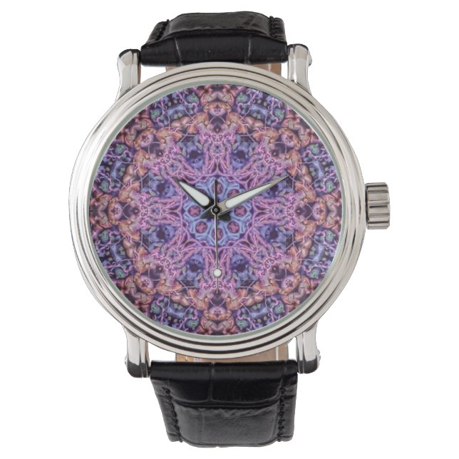 Alien Purple Psychedelic Kaleidoscopic Mandala Watch (Front)
