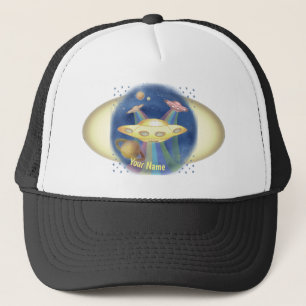 Alien Rainbow Spaceship Trucker Hat