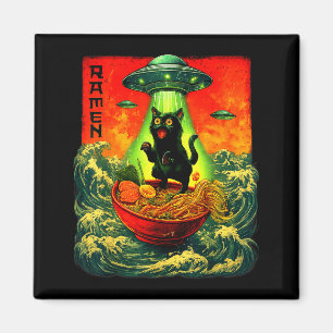 Alien Ramen Cat Ufo Japanese Retro Art Gifts Men W Magnet