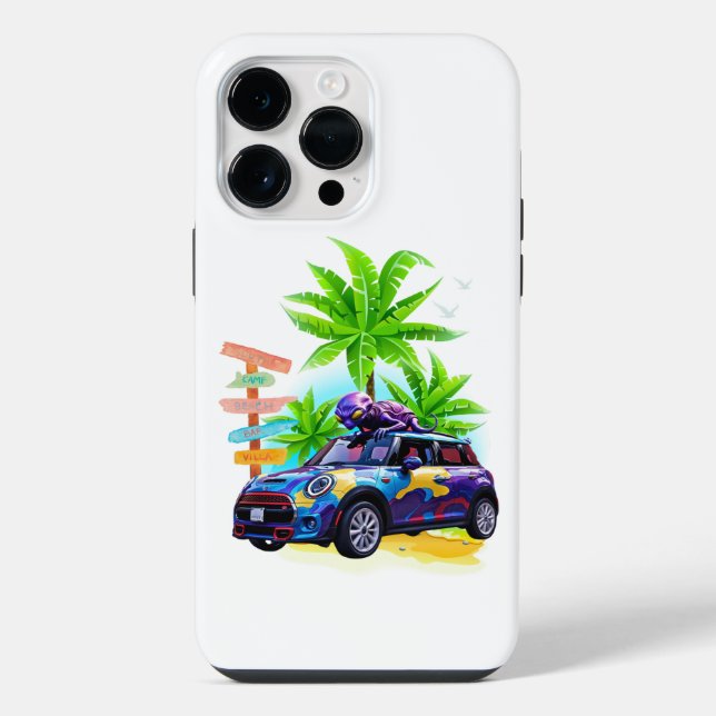 Alien Riding a Mini Car iPhone Case (Back)