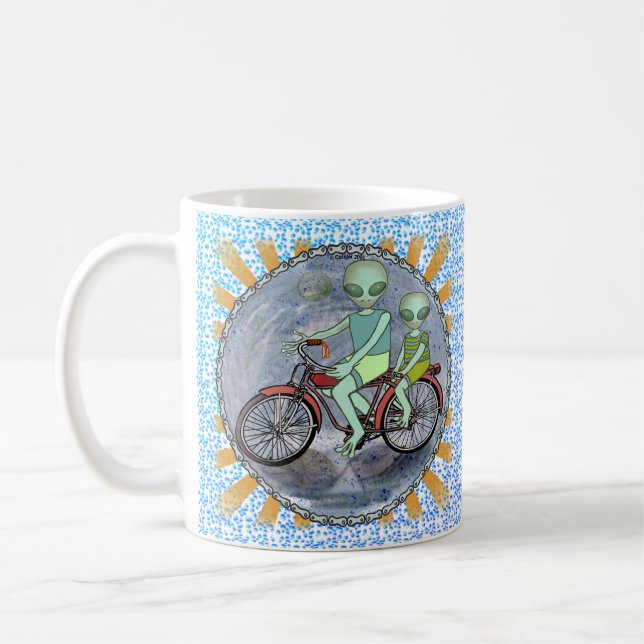 Alien Riding Bike mug (Left)