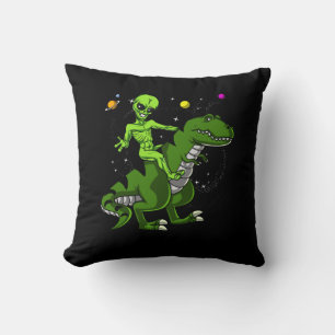 Alien Riding T-Rex Dinosaur Space UFO Cushion