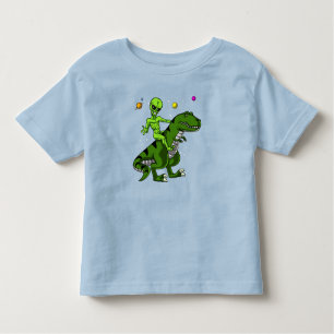 Alien Riding T-Rex Dinosaur Space UFO Toddler T-Shirt