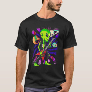 Alien Rock Playing Electric Guitar UFO Fans Rocker T-Shirt
