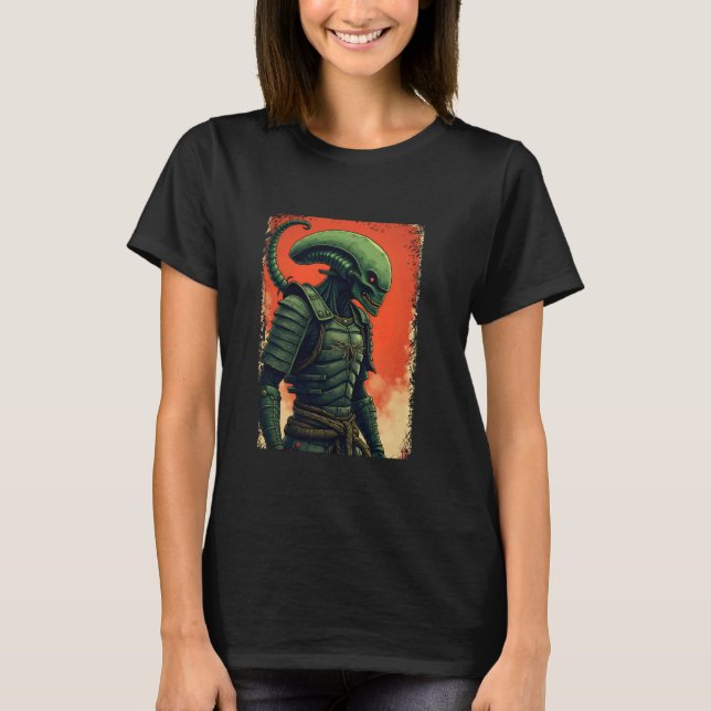 Alien Samurai Tee Japanese Sci-Fi Design Apparel U (Front)