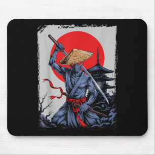 Alien Samurai Ufo Japanese Vintage Graphic Ukiyo-e Mouse Pad