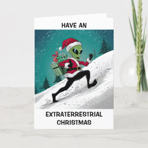 Alien Santa Christmas Holiday Card