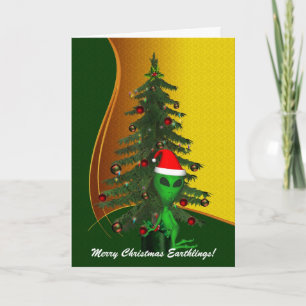 Alien Santa Christmas Ornament Greeting Card