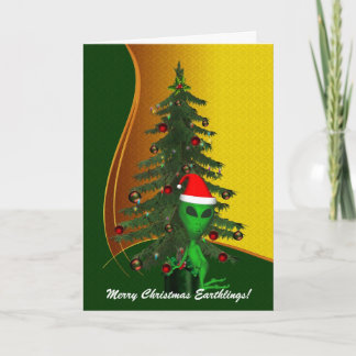 Alien Santa Christmas Ornament Greeting Card