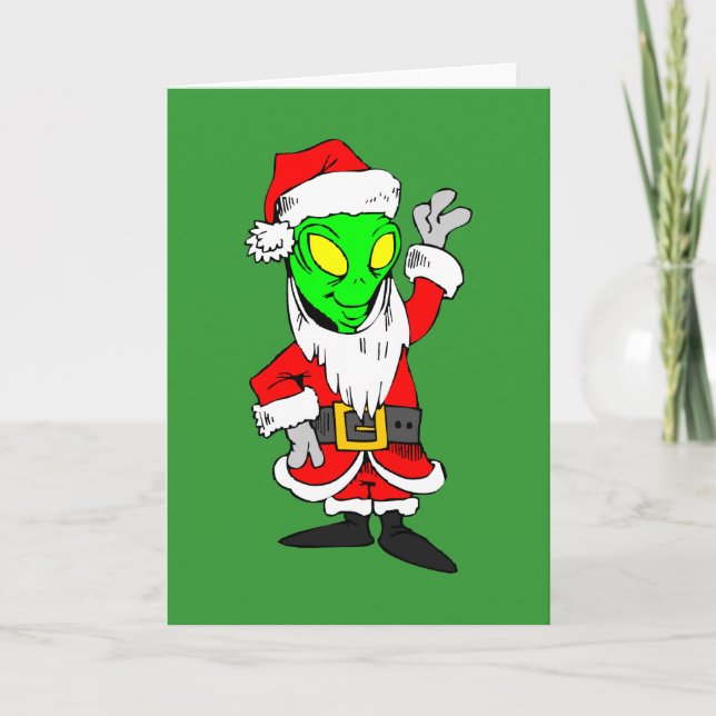 alien Santa Claus Holiday Card (Front)