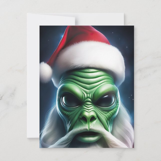 Alien Santa Claus Holiday Card (Front)