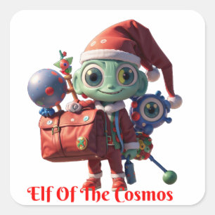 Alien Santa Claus Square Sticker