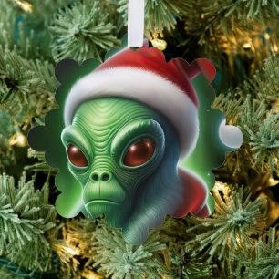 Alien Santa Claus Tree Decoration Card
