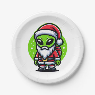 Alien Santa Paper Plate