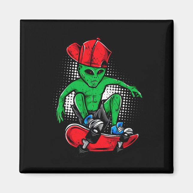 Alien Skateboarder Tee Ufo's Believer Skateboardin Magnet (Front)