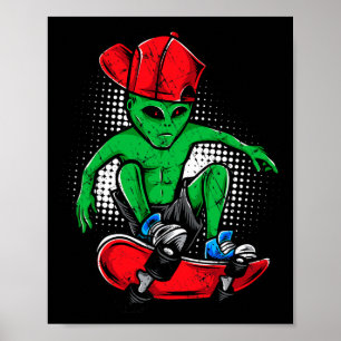 Alien Skateboarder Tee Ufo's Believer Skateboardin Poster