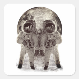 Alien Skull Astronauts Square Sticker