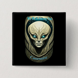 Alien skull Head Thunder_Cove  15 Cm Square Badge