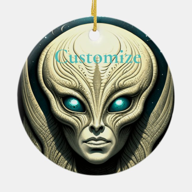 Alien skull Head Thunder_Cove  Ceramic Ornament (Back)