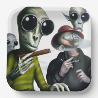 Alien Smoke Break Paper Plate
