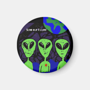 Alien space earth UFO Martian Magnet