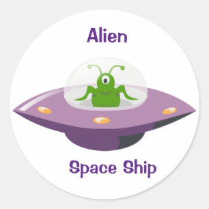 Alien Space Ship Classic Round Sticker