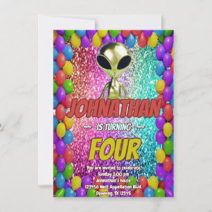 Alien Space UFO Rocket Ship Cosmic birthday invite