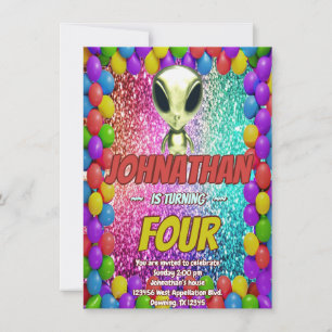 Alien Space UFO Rocket Ship Cosmic birthday invite