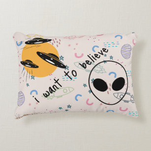 Alien spacecraft throw pillow I want to believe