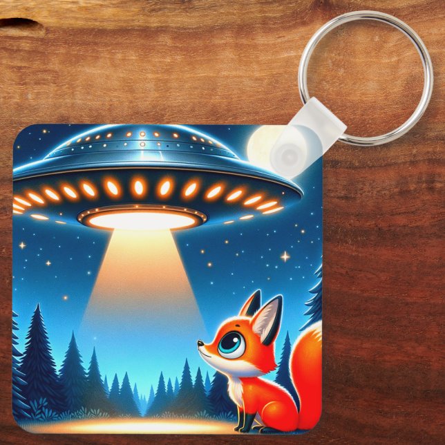 Alien Spaceship and a Fox Key Ring (Back)