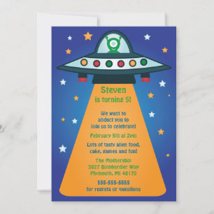 Alien Spaceship Birthday Party Invitations