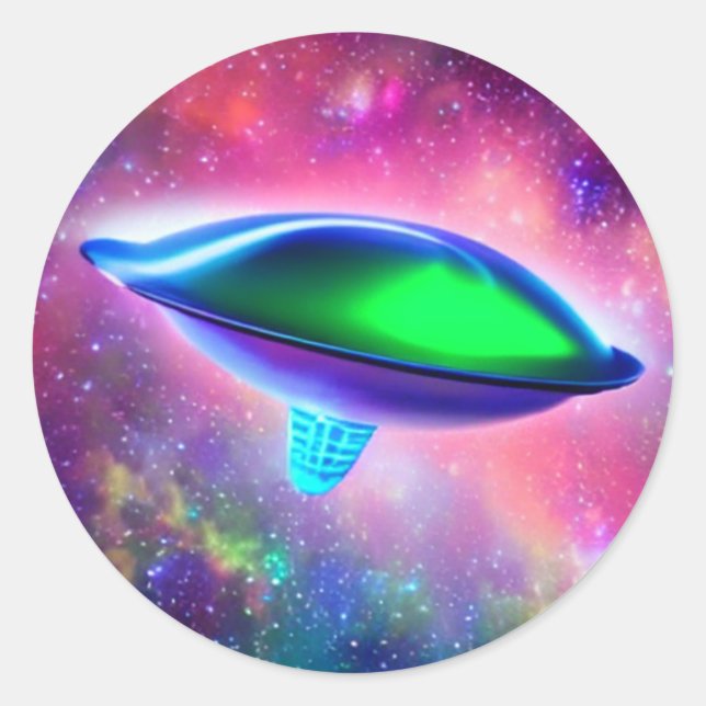 Alien Spaceship  Classic Round Sticker (Front)